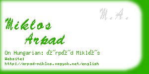 miklos arpad business card